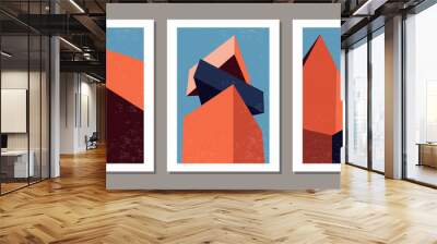 Set of contemporary geometry architecture posters in mid century modern style Wall mural