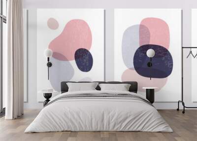 Set of minimal posters with abstract organic shapes composition in trendy contemporary collage style Wall mural