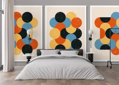 Set of minimalist 20s geometric design poster with primitive shapes Wall mural