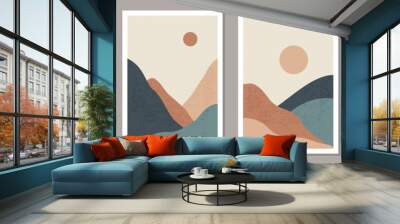 Set of trendy minimalist landscape abstract contemporary collage designs Wall mural