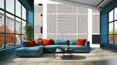 Set of trendy minimalist seamless pattern with abstract hand drawn composition Wall mural