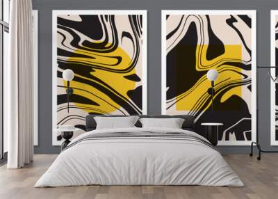 Set of trendy retro 1970s style abstract posters Wall mural