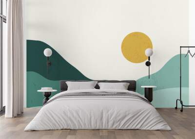 Trendy minimalist landscape abstract contemporary collage design Wall mural