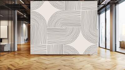 Trendy minimalist seamless pattern with abstract creative hand drawn composition Wall mural