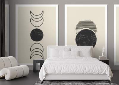 Trendy set of Moon Phases abstract contemporary aesthetic posters Wall mural