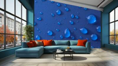 drops of water on a blue background  Wall mural