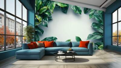 leaves in white background Wall mural