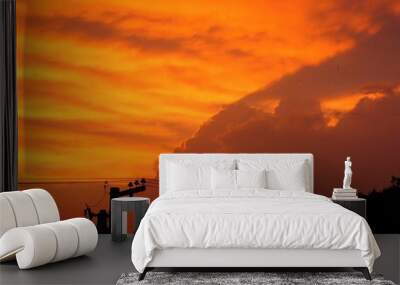 city sunset Wall mural