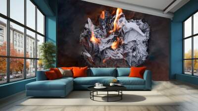 paper mountain on fire Wall mural