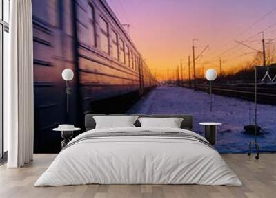 railway at sunset Wall mural