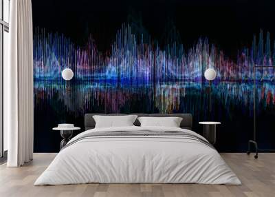 Sound waves of the equalizer isolated on black background.Music and sound abstract background.3d illustration Wall mural