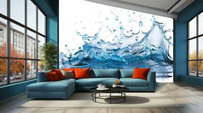 Water splash isolated on transparent Wall mural