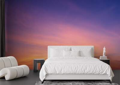 Photos of twilight sky before sunrise or after sunset, clouds fill the sky, panorama  image. orange tones, natural phenomenon background. Wall mural