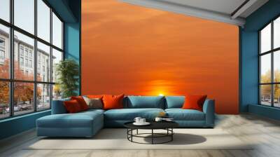 The orange sky and cloud with the sun golden hour background Wall mural