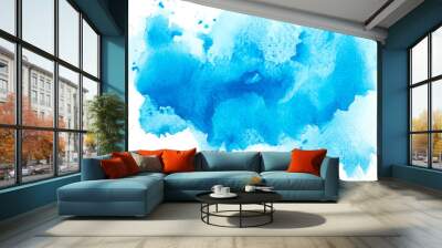 brush  blue watercolor background. Wall mural