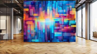 A vibrant and abstract cross pattern on a colorful background Wall mural