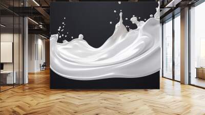 A white liquid splash on a black background Wall mural