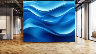 Abstract blue flowing wave pattern background, modern design concept Wall mural