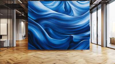 Abstract blue wave pattern with flowing lines, artistic background. Creative design and texture concept Wall mural