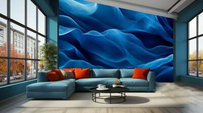 Abstract flowing blue texture resembling ocean waves Wall mural