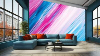 Abstract gradient of pink and blue brush strokes on canvas, dynamic wavy background. Modern art and creative expression concept Wall mural