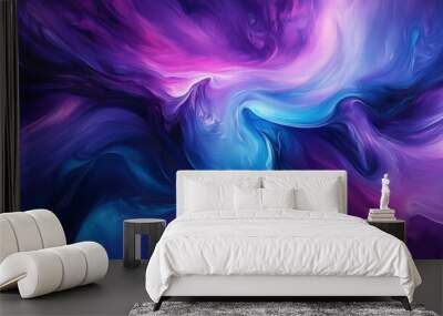 Abstract swirling colors in purple and blue tones, dynamic energy. Artistic creativity and imagination concept Wall mural