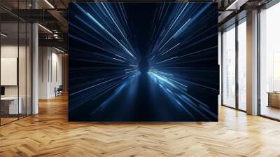 Blue abstract motion light background. Generative Ai Wall mural