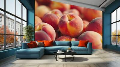 Close-up of fresh peaches Wall mural