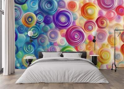 Colorful abstract circular pattern with vibrant spirals, artistic background. Creative design concept Wall mural