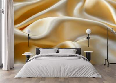 Golden silk fabric close-up with smooth texture Wall mural