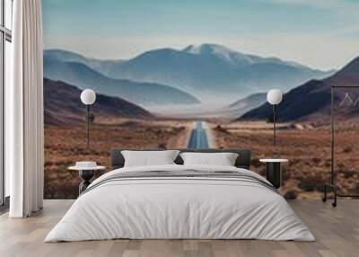 Vast Desert Road Leading to Nowhere in the Middle of Nowhere Wall mural