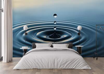 Water Drop Entering a Body of Water - Fluid Dynamics in Action Wall mural