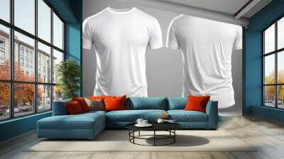 White, short sleeve t-shirts with copy space for mockup. Generative AI Wall mural