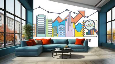 Flat line illustration design for property investment, real Estate Market analysis Wall mural