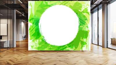 Abstract vector brush strokes. Square green vector background wi Wall mural