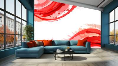 Red. Abstract vector square background with brush strokes and wa Wall mural