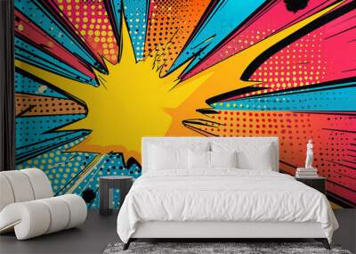 A colorful pop comic art style illustration background Wall mural