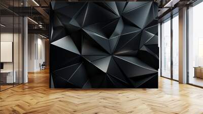 Black white abstract background. Geometric shape. Lines, triangles. Wall mural