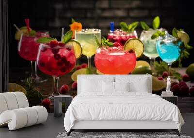 Cocktail party with colorful drinks Wall mural