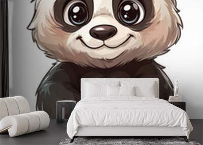 cute panda sitting, isolated on transparent background Wall mural