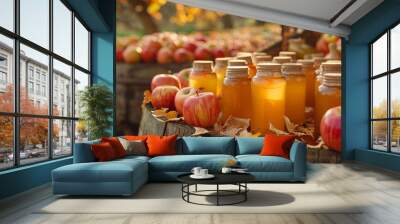 freshly pressed apple cider enjoyed on a crisp autumn day at Sleepy Hollow Farm Wall mural