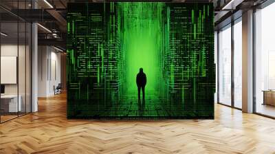 green line style glitch effect Wall mural