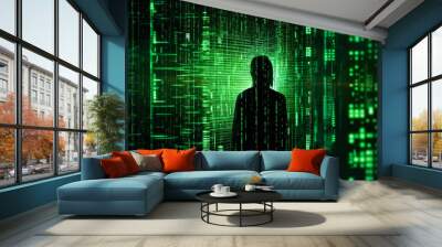 green line style glitch effect Wall mural