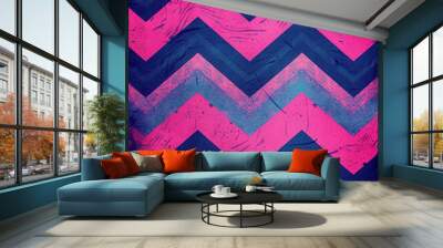 magenta and blue creative zigzag pattern background, bold color palette Wall mural