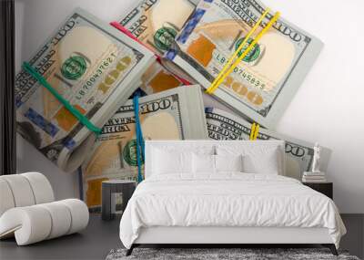 Packs of hundred dollar bills Wall mural