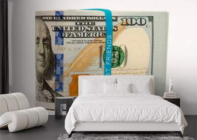 Stack of money in US dollars cash banknotes Wall mural