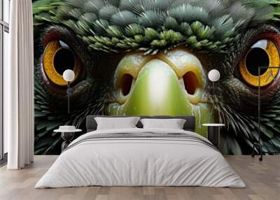 alexandrine parrot closeup white background Wall mural