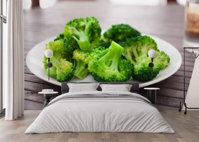 healthy food. steamed broccoli inflorescences in a bowl Wall mural