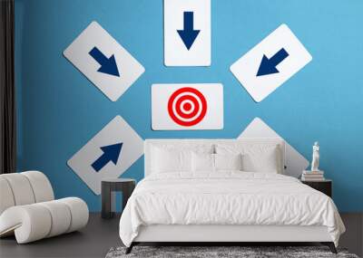 Choosing right way concept with arrows pointing to target Wall mural