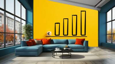 Euro currency rate growth concept. Business profit increase. Wall mural